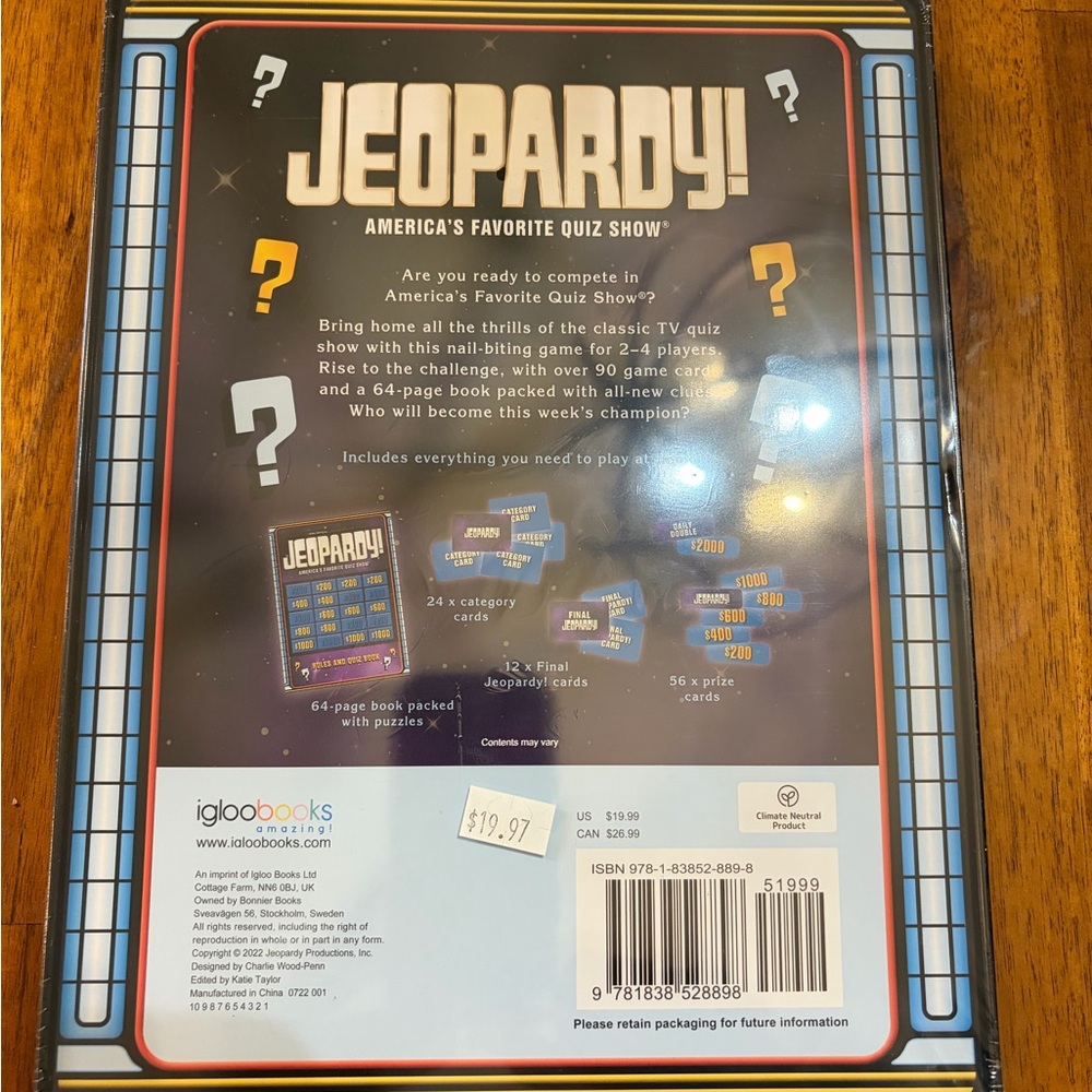 NWT Jeopardy! Quiz Show Game - Picture 2 of 4